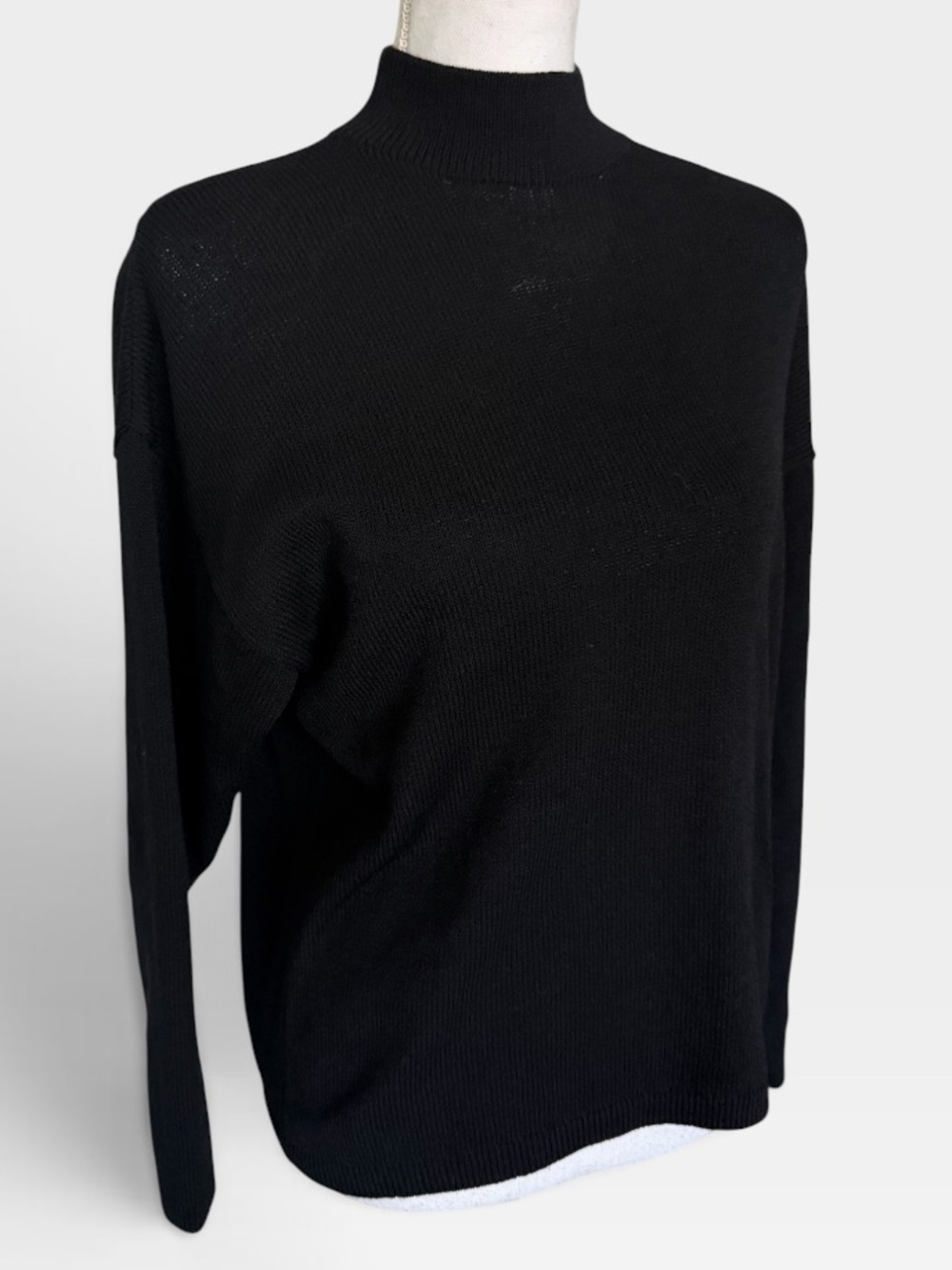 Vintage St. John Seperates Black Santana Knit Mock Neck Top